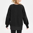 thumbnail image 3 of Girls Oversized Pullover Sweater Long Sleeve Drop Shoulder Crewneck Knit Top for Casual School Daily Wear, 3 of 4