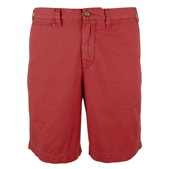Men's Relaxed Fit 10 Inch Flat Front Chino Shorts Red 33