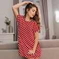 thumbnail image 3 of Gukieu Red Polka Dot Print Women's Nightgown, A-line Round Neck Short-sleeved Nightgown Pajamas Home Wear Suitable for Home and Outing, 3 of 6