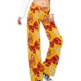 thumbnail image 4 of Top-kevin Red Yellow Bow Flower Women's Yoga Pants Wide Leg Loose Casual Straight Lace Up Pants Lounge Sweatpants, 4 of 14