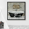 thumbnail image 2 of IDEA4WALL Framed Canvas Print Wall Art Leaking Bathtub with Bubbles Wall Decor Vintage Classic Print Retro Funny Pastel Artwork Contemporary for Bathroom - 16"x16" Black, 2 of 5