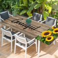 thumbnail image 2 of Farmhouse Sunflower Grateful Table Cloths for 8 Foot Rectangle Tables, Brown Wooden Plank Country Patio Waterproof Elastic Fitted Tablecloths, Washable Rectangular Table Cover for Camping, 2 of 8
