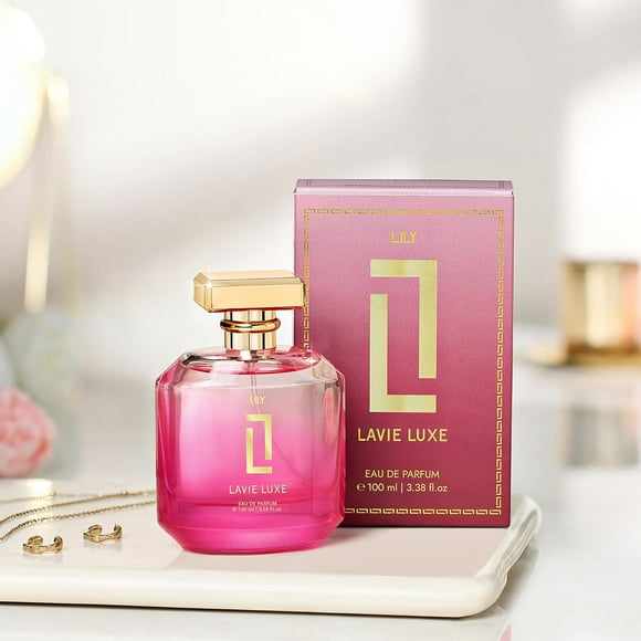 Lavie Luxe Lily Eau de Parfum pour Femme 100ml, 3.4 Fl.oz. / Parfum de Luxe Longue Durée pour Filles - avec des Notes de Lily, Rose et Épices / Cadeau Parfait pour Femme, Petite Amie, Mère - Tenue de Soirée