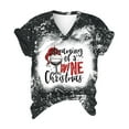 thumbnail image 2 of Pntutb moda navideña mujer casual con cuello en V blusa estampada manga corta camiseta tops Pntutb Pntutb-3234, 2 of 6