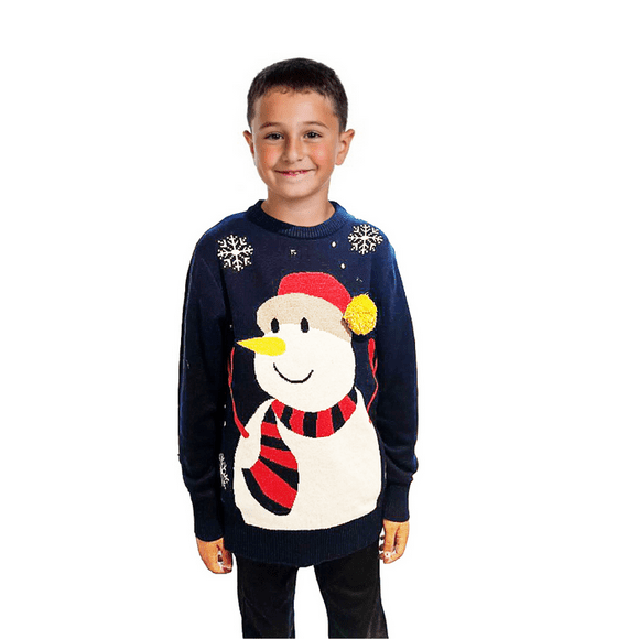 Boy Snowman Sweater With a Pompom Boy's Ugly Christmas Sweater