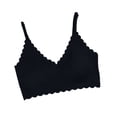 thumbnail image 4 of Lumtrix Scalloped Bras for Women No Underwire Soft Push Up Wireless Bras Deep V Neck Seamless Bralettes Black 38, 4 of 4