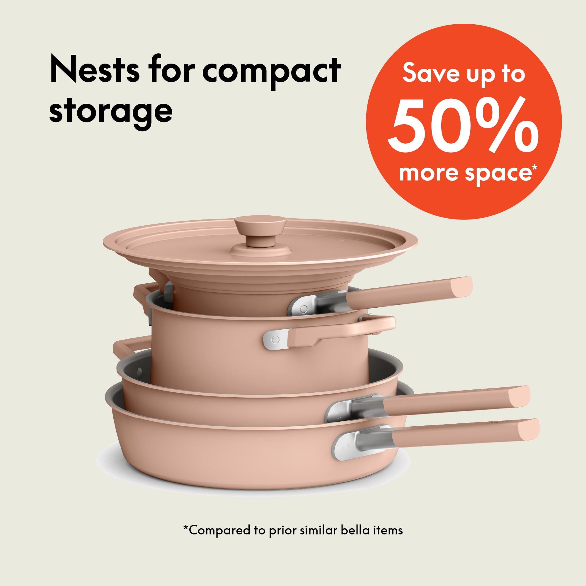 bella 9-Piece Cookware Set, Fits-anywhere™ Kitchenware, Blossom