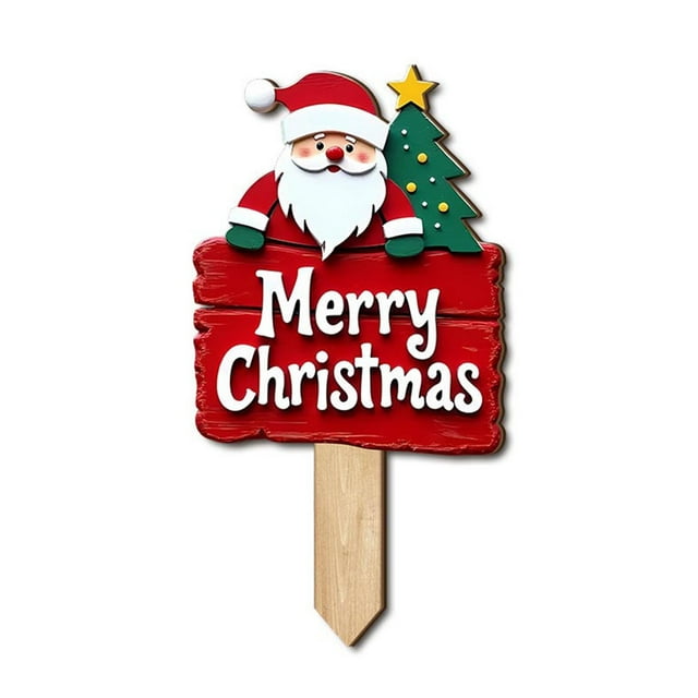 Adornos navideños, regalos navideños, letrero de bienvenida de madera con Papá Noel y muñeco de nieve.