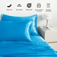 thumbnail image 4 of Flxxie 3 Pieces Twin-XL Silky Satin Sheet Set for Hair and Skin, Includes Flat Sheet, Deep Pocket Fitted Sheet and Pillowcases, Royal Blue, 4 of 6