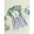 thumbnail image 4 of Toddler Baby Boy Summer Clothes Western Pattern Short Sleeve T Shirt Tops and Drawstring Shorts Playwear Outfits, 4 of 10