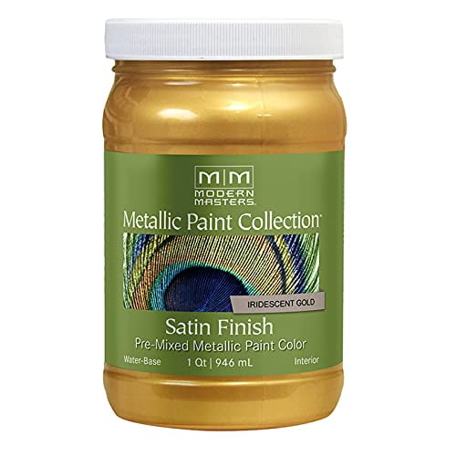 1 qt Modern Masters ME194 Iridescent Gold Metallic Paint Collection Water-Based Decorative Metallic Paint 1 Quart