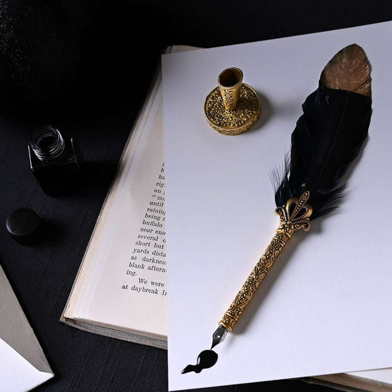 Feather Quill Pen Gift Set - Wizard Witch Fantasy Mythical Gifts for Wedding Invitations