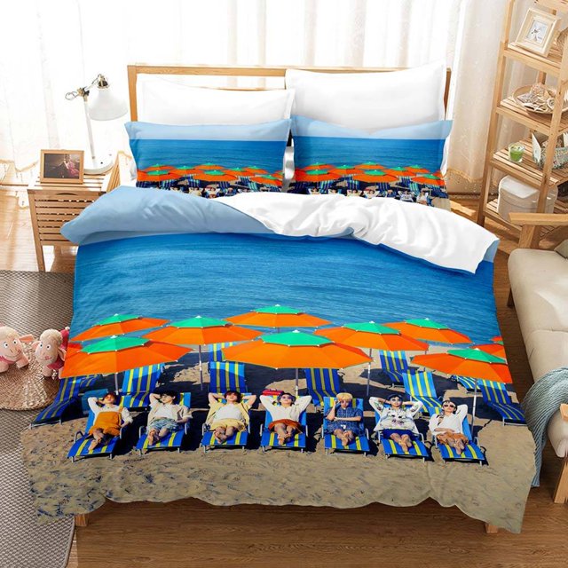 BTS Juego De Fundas De Edredón 2 En 1 Tamaño Individual Sábana Dormitorio Cómodo Lavable Funda De Almohada