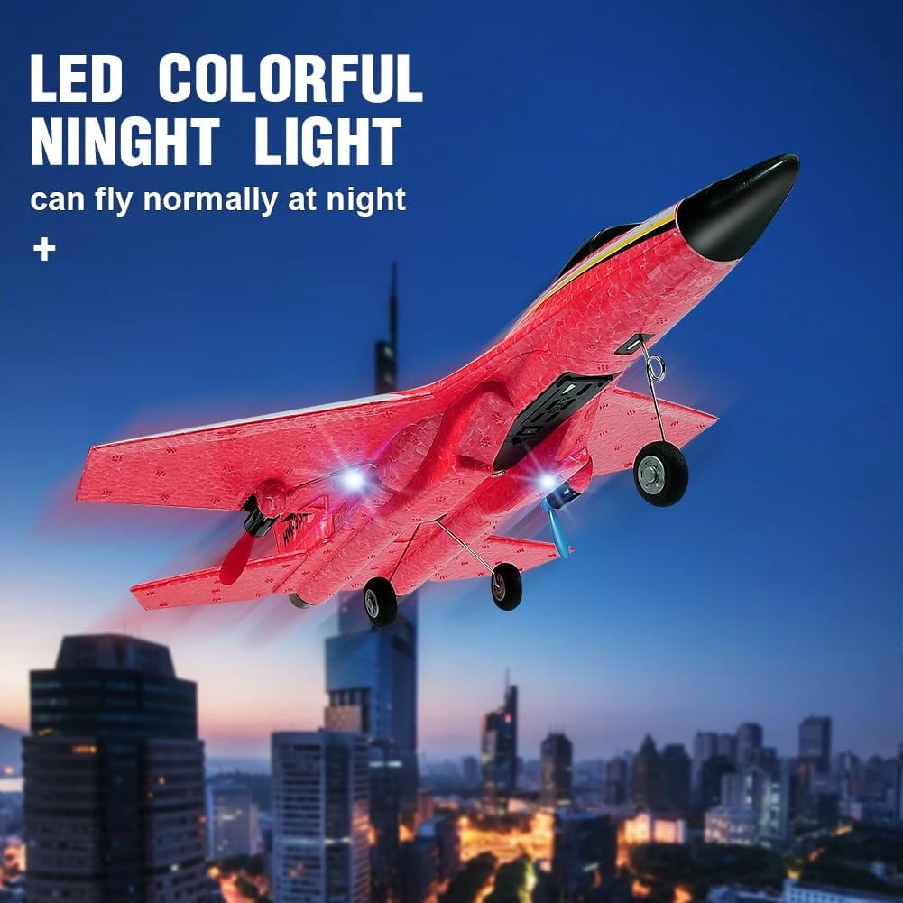 Roofworld RC Airplane SU-27 Red, 2.4GHz 2 Channel, Gyro, Night Lights