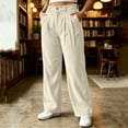 thumbnail image 2 of Inleife Women Solid Corduroy Cargo Pants High Waist Wide Leg Casual Trousers Elastic Drawstring Multi Pockets Daily Loungewear, 2 of 6