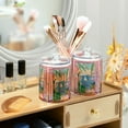 thumbnail image 3 of Yayeee 2 Pack Qtip Holder Bathroom Cotton Swab Canister with Lid Clear Dispenser Set, Pink Seaside Boat, 3 of 6