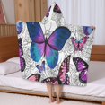 thumbnail image 5 of Purple Butterfly Rose Pattern Hooded Bath Towel，50"x30" for Ages 3 To 12 Kids, Quick Dry Lightweight Soft Microfiber Hood Beach Towel Cover Up for Kids, 5 of 7