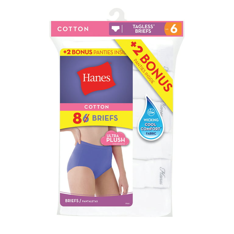 Hanes Women's SUPERVALUE Cotton Brief Underwear, 6+2 Bonus Pack 
