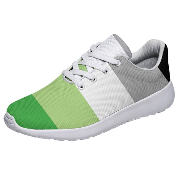 Aromantic Flag Shoes Mens Womens Running Sneakers Mesh Breathable Jogging Walking Shoes White Size 3.5
