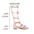 thumbnail image 2 of SACFOF Womens Knee High Gladiator Dressy Sandals Bow Open Toe Summer Buckle Roman Flat Boots Back Zipper Low Heel Sandals, 2 of 6