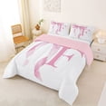 thumbnail image 2 of Erosebridal Girls Pink Bow Queen Comforter Set, F Letter Bedding Comforter Set, Princess Style Bedroom Decor, Pink Reversible 3-Piece, 1 Comforter and 2 Pillowcases, 2 of 6