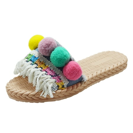 

gvdentm Platform Sandals Flat Summer Sandals Fashion Sandals Beach Heel Linen Cross Women s Sandals Women Size 8-8.5