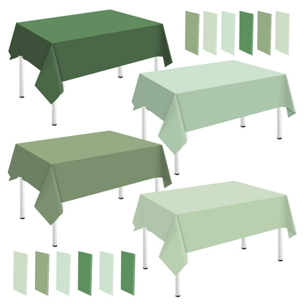 Mantel de plástico Whaline, color verde salvia, 54 x 108 cm, 16 unidades