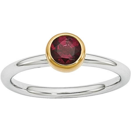 Stackable Expressions Rhodolite Garnet Sterling Silver with Gold-Plate Ring