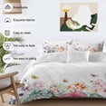 thumbnail image 5 of Pastoral Twin Size Comforter Set, Watercolor Tropical Floral Palm Leaves Butterflies Bedding for All Seasons, 4 Pcs Bed Set, 1 Quiltcover (68"x86") ,1Sheet(67"x116"), 2Pillowcases (30"x20"), 5 of 9