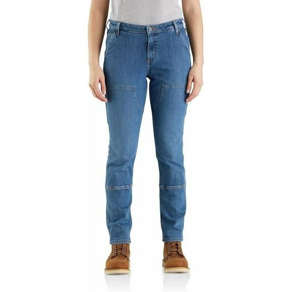 Carhartt Womens Rugged Flex Relaxed Fit Double Front Jeans, Linden, 12 Short
