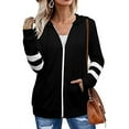 thumbnail image 4 of Baqcunre Women's Sweaters Women's New Seasonal Versatile Solid Color Cardigan Hooded Zipper Sweater Hoodies For Women Fall Outfits Women Trendy Black L, 4 of 8