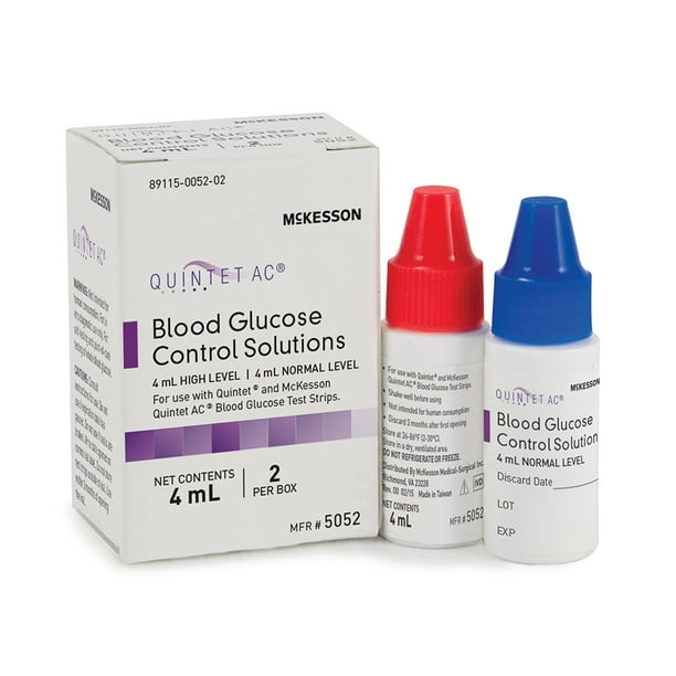 McKesson Quintet AC Blood Glucose Control Solution Level 1&2 2 X 4 mL 1 per Box