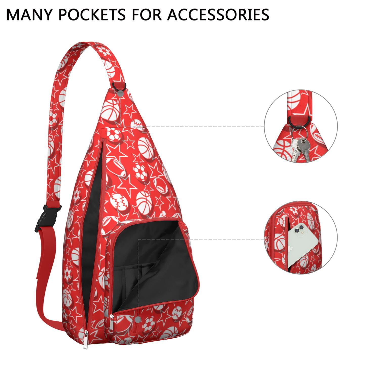 Training Essential Sling Backpack - Sports Print Shoulder Bag for Baseball, Football & Athletic Gear