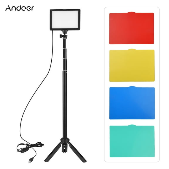 Andoer USB LED Video Light Kit Photography 3200K-5600K 120pcs Beads 14-level Dimmable with 148cm/58in Adjustable Height Tripod Stand for Video Live Streaming