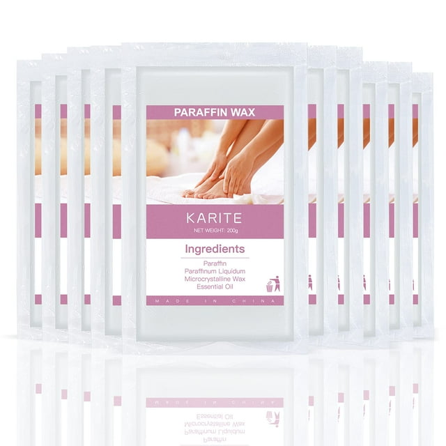 KARITE Recambios de cera de parafina, paquete de 10 bloques de cuentas para recambios de máquina de baño para piel seca de manos y pies, hidratación y nutrición profunda (sin perfume)
