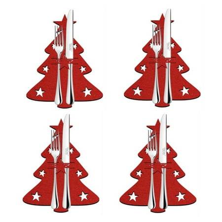 

4PCS Christmas Tree Cutlery Bag Unique Exquisite Cutlery Holder Organizer