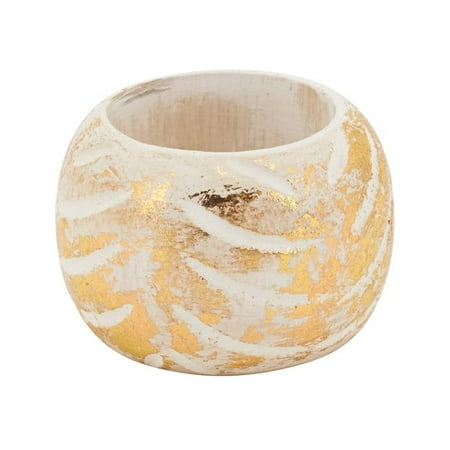 

SARO Distressed Metallic Wood Napkin Rings - Set of 4