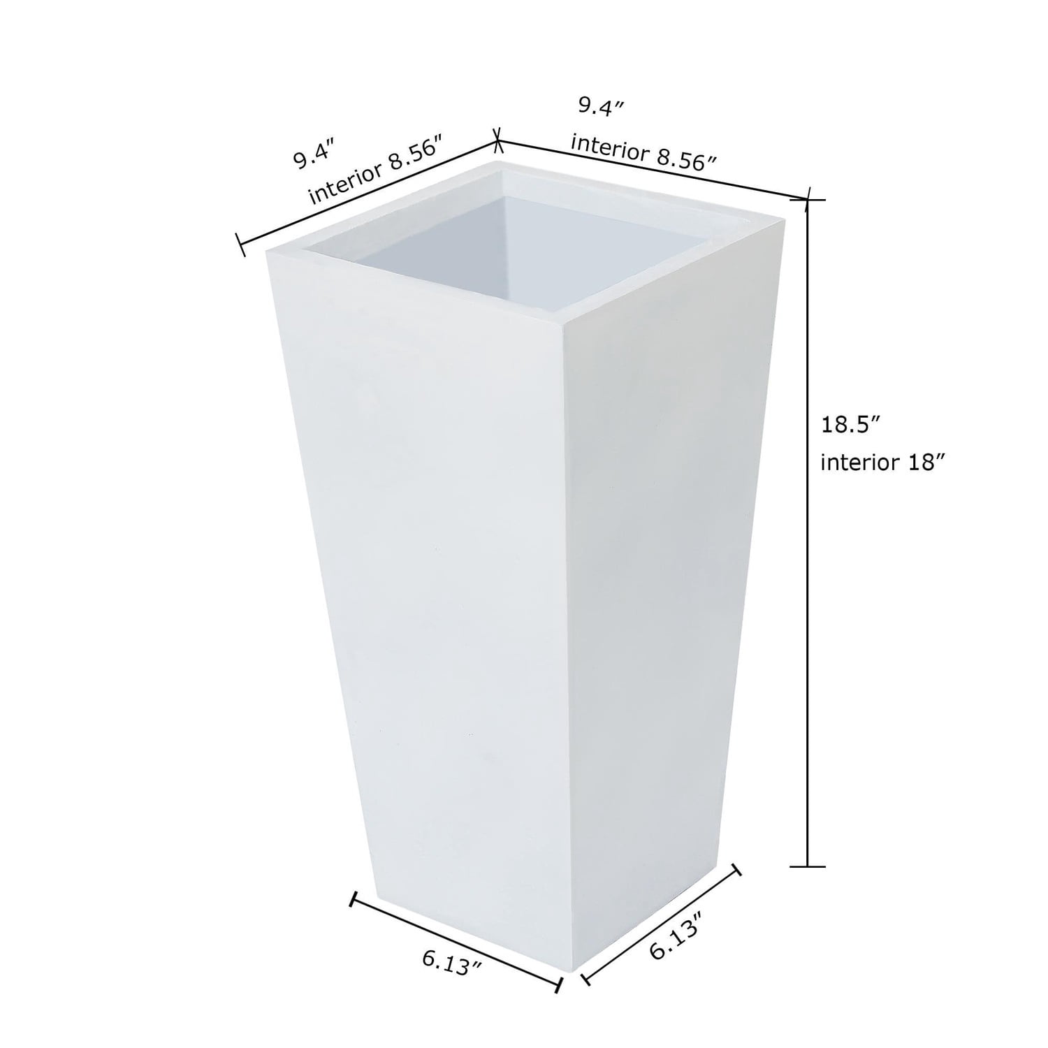 LuxenHome White MgO 18.5in. H Tall Tapered Planter