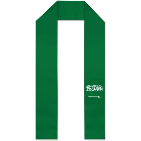 Saudi Arabia Flag Graduation Stole Graduate Shawl Sash Scraf Gift For Abroad Student International Study (Square)