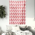 thumbnail image 3 of Coral Tapestry, Retro Abstract Geometric Striped Pattern with Chevron Zigzags Triangular, Wall Hanging for Bedroom Living Room Dorm Decor, 60W X 80L Inches, Coral Dark Coral White, by Ambesonne, 3 of 5