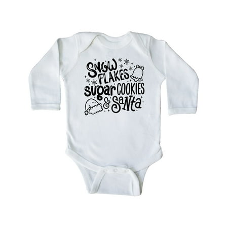 

Inktastic Christmas Snowflakes Sugar Cookies and Santa Gift Baby Boy or Baby Girl Long Sleeve Bodysuit