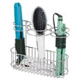 thumbnail image 5 of mDesign Steel Bathroom Wall Mounted Hair Tool Storage Organizer Accessory Basket Tray, Hang Holder for Hair Dryer, Straightener, Curling Iron, Styling Products, Chrome, 5 of 7