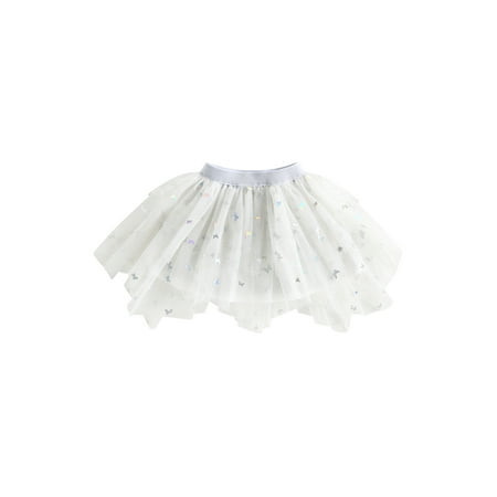 

Kids Toddler Baby Girls Skirts Sequins Butterfly Layered Tulle Mesh Skirts