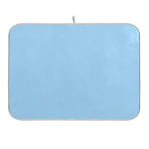 Light Sky Blue Dish Drying Mat 16x18 Absorbent Microfiber Draining Rack Pad for Kitchen Counter Sink