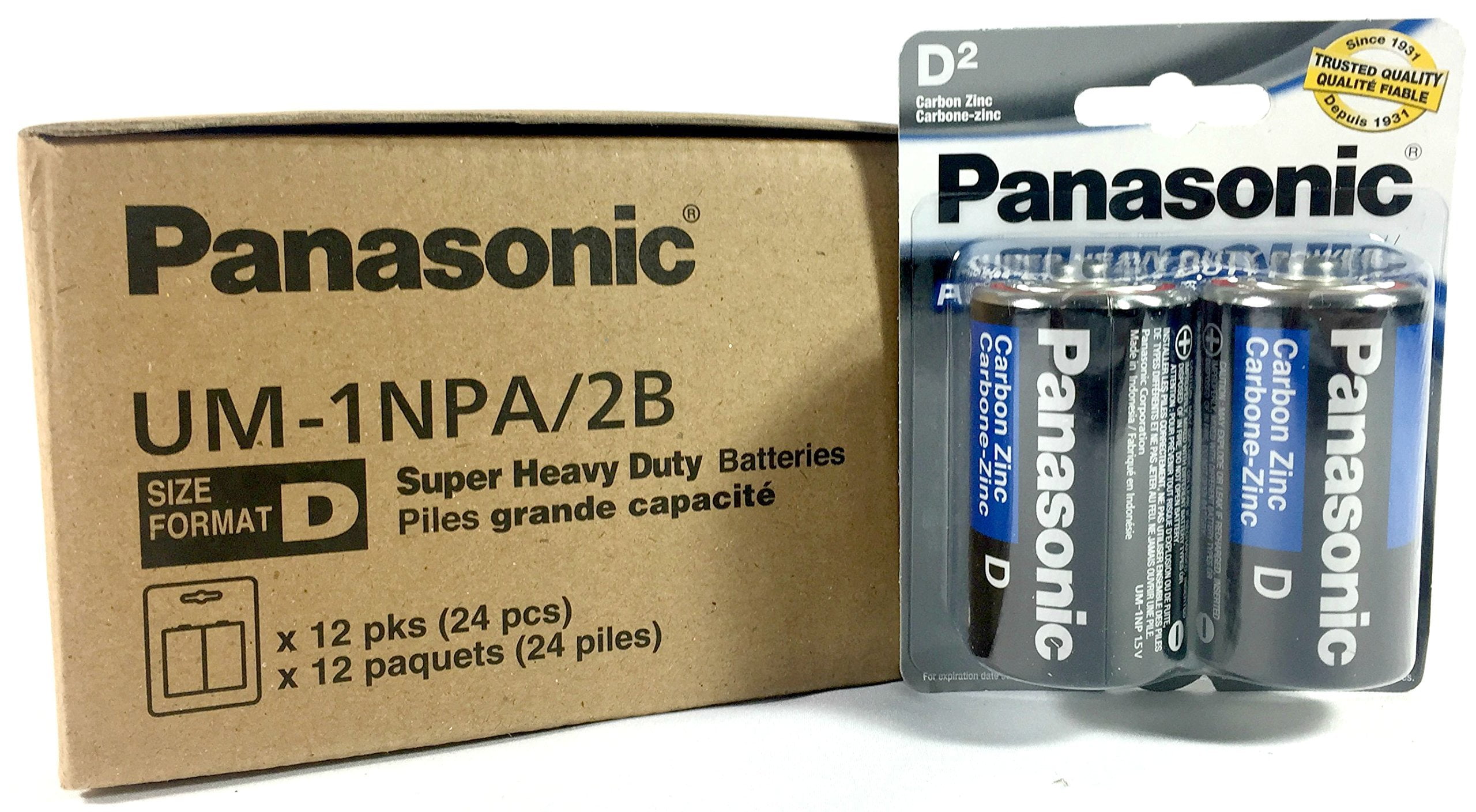 24Pc Size D Panasonic Batteries Super Heavy Duty Power Zinc Carbon
