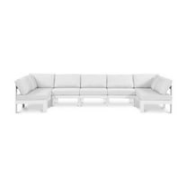 Meridian Furniture Nizuc White Water Resistant Fabric Outdoor Patio Modular Sectional