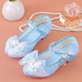 thumbnail image 2 of Staki Shoes for Girls Girls Classic Slip on Mary Jane Ballet Flats Glitter Party Bridesmaids Flower Girl Princess Dress Shoes for Kid Toddler Blue,2 Big Kid, 2 of 9