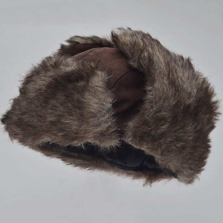 Full‎ Coverage Chocolate Brown Faux Fur Trapper Aviator Winter Warm Hat New SUNRISEUMBRELLA Winter Ski Trapper Winter Hats Men Aviator  main image 2