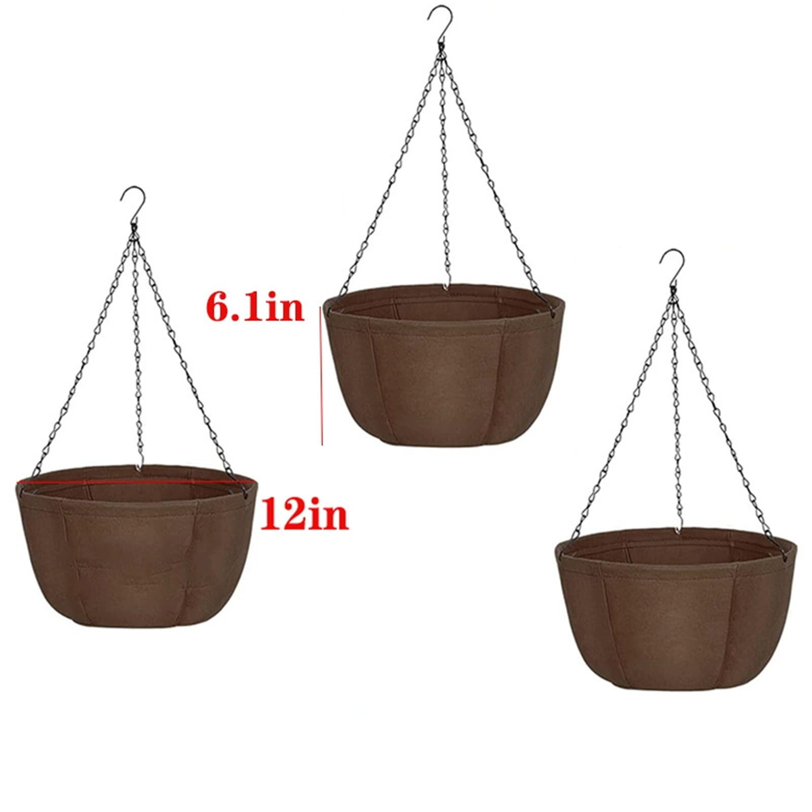 Plant Pots Hanging Planter with Chain, Outdoor Fabric Basket for Plants, Heavy Duty Woven Hanging Basket for Porch Indoor Outdoor