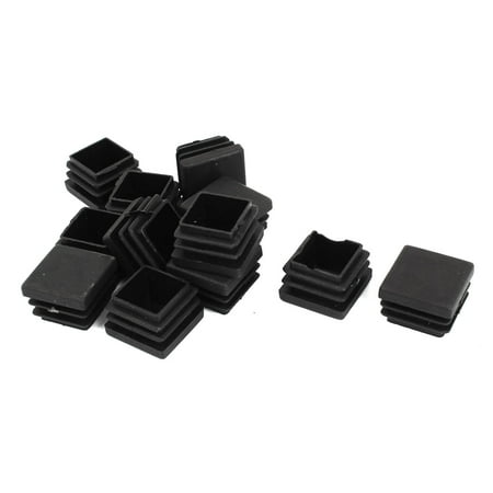 Unique Bargains 12 Pcs 25mm x 25mm Black Hard Plastic Blanking End Cap Square Tubing Tube